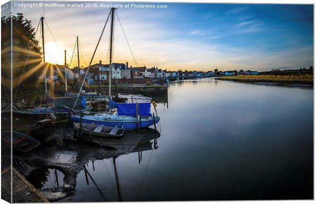  Peaceful Essex Rowhedge at Sunset Canvas Print by matthew  mallett