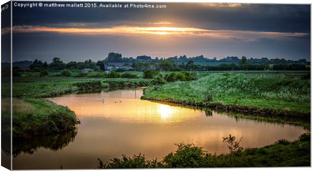  Sunset Whilst Looking For Barn Owls Canvas Print by matthew  mallett