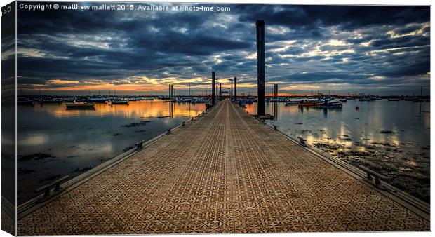  Walkway to the boats at West Mersea Canvas Print by matthew  mallett