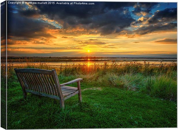  Sit and Reflect As The Sun Goes Down Canvas Print by matthew  mallett