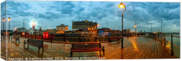 Halfpenny Pier Harwich Twilight Panoramic Canvas Print by matthew  mallett