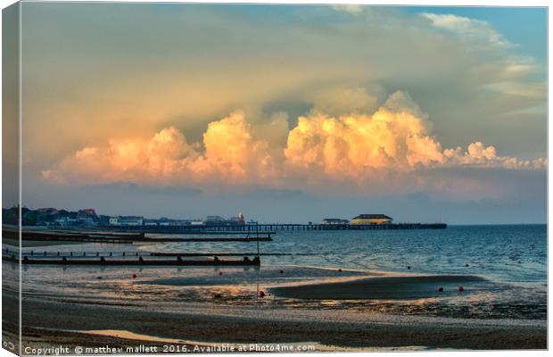 Storm Mountain Over Clacton Pier Canvas Print by matthew  mallett