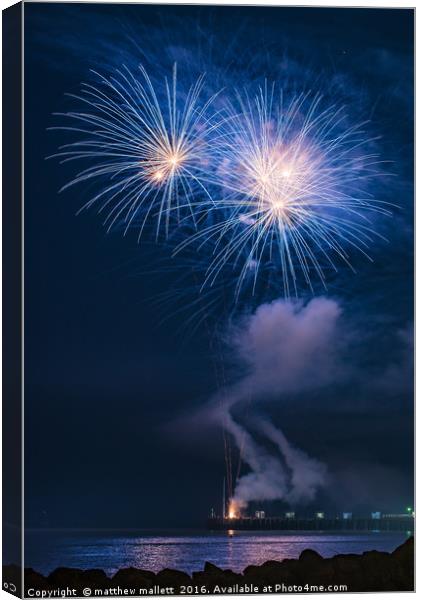 Seaside Firework Fun 1 Canvas Print by matthew  mallett