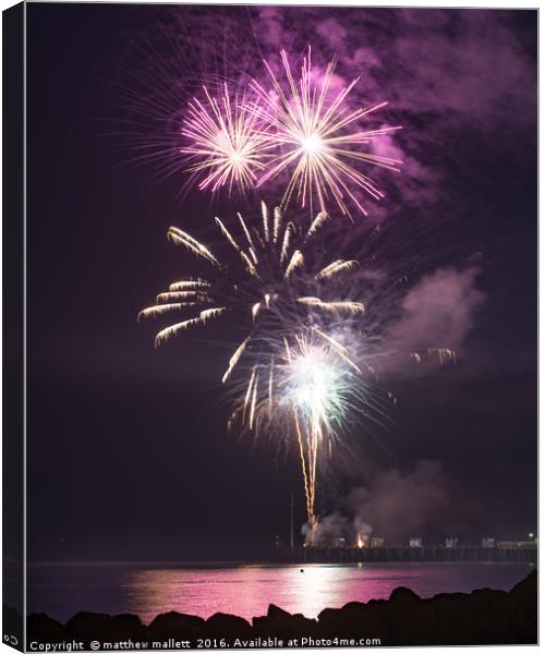 Clacton Pier Firework Colour 5 Canvas Print by matthew  mallett