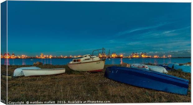 Harwich Boats to Felixstowe Container Ships Canvas Print by matthew  mallett