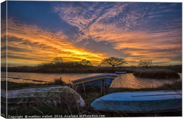 Christmas Eve Sunrise Over Beaumont Cum Moze Canvas Print by matthew  mallett