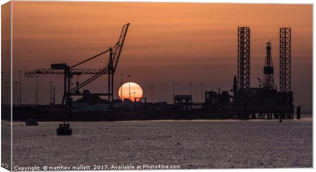 Industrial Sunset At Parkeston Quay Canvas Print by matthew  mallett