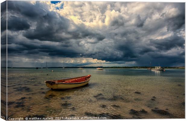 Showery Weather Over Wrabness Beach Canvas Print by matthew  mallett
