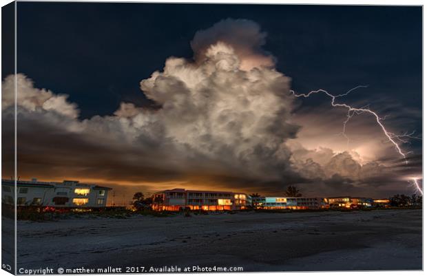 Lightning Strike Off Anna Maria Island Florida Canvas Print by matthew  mallett
