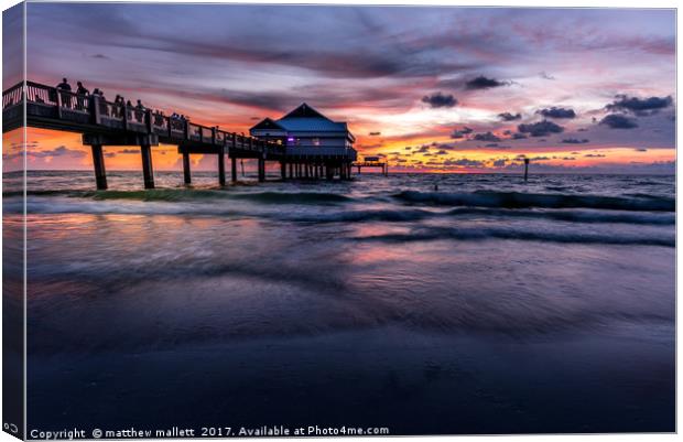 Sunset At Clearwater Beach Pier 60 Canvas Print by matthew  mallett