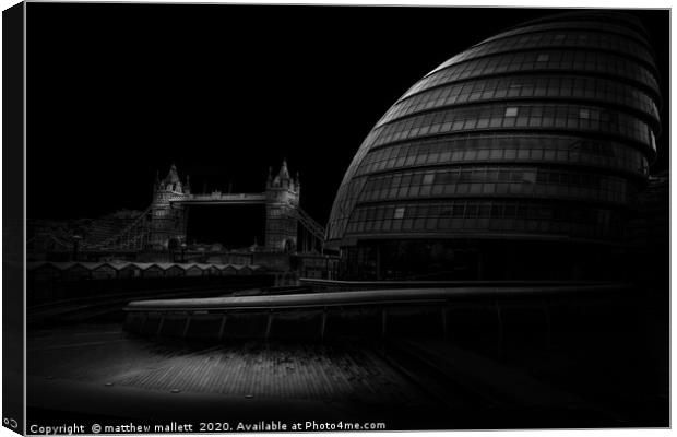 City hall And London Bridge Canvas Print by matthew  mallett