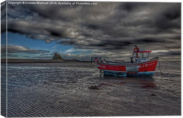 Lindisfarne Island and Castle Canvas Print by Andrew Warhurst