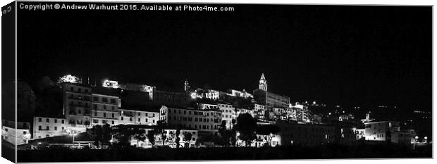  Ventimiglia at night Canvas Print by Andrew Warhurst