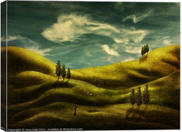 A Nude Rolling Tuscan Landscape Canvas Print by Inca Kala