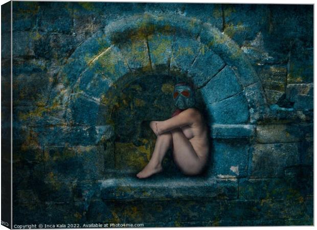 Nude Goth Sat In A Stone Arch Canvas Print by Inca Kala