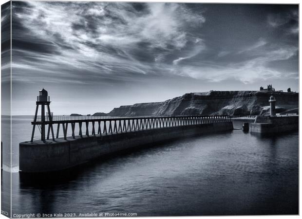 Whitby East Pier Harbor Walls  Canvas Print by Inca Kala