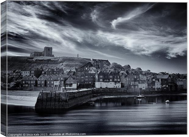 Across Whitby Harbor Canvas Print by Inca Kala