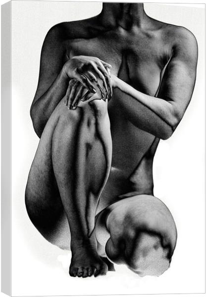Seated crouching nude in a solarised style Canvas Print by Inca Kala
