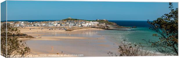 The Beach at St Ives Harbour Through the Trees Canvas Print by Inca Kala