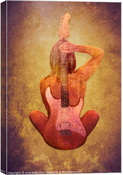 Harmony With Her Guitar Canvas Print by Inca Kala