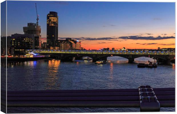 Sunset over the Thames Canvas Print by Mark Draper