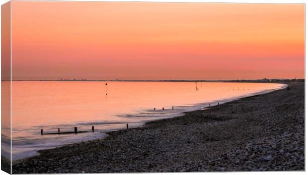 Bracklesham bay, Sunset Canvas Print by Stewart Nicolaou