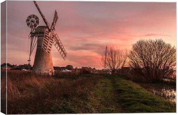 Thurne Windmill Sunset River thurne Canvas Print by James Taylor