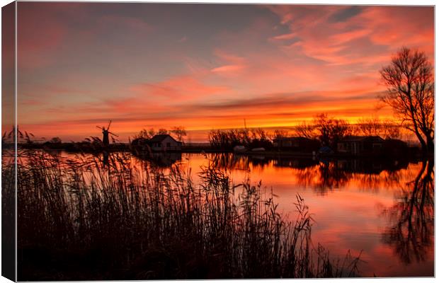 Thurne Windmill Sunset River Thurne Canvas Print by James Taylor