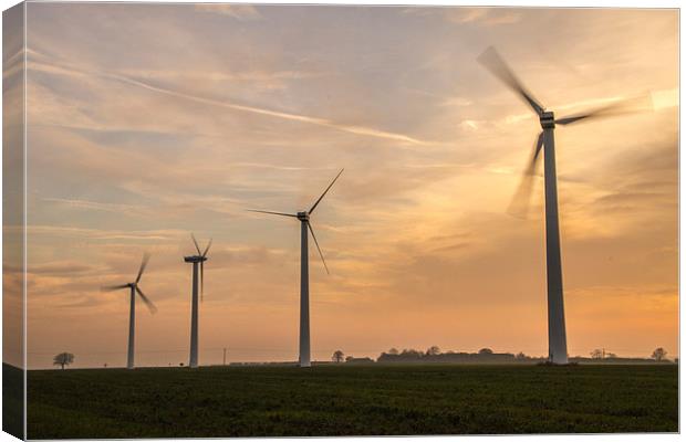 Sunset over Somerton Wind Turbines Canvas Print by James Taylor