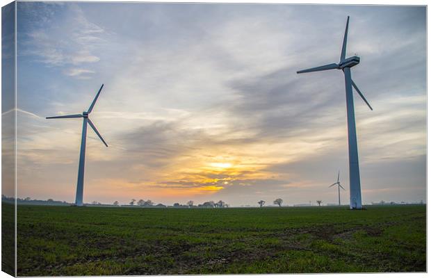 Sunset Over Looking Somerton Wind Farm Canvas Print by James Taylor