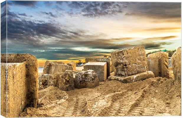 Hemsby Beach Old Blocks Canvas Print by James Taylor