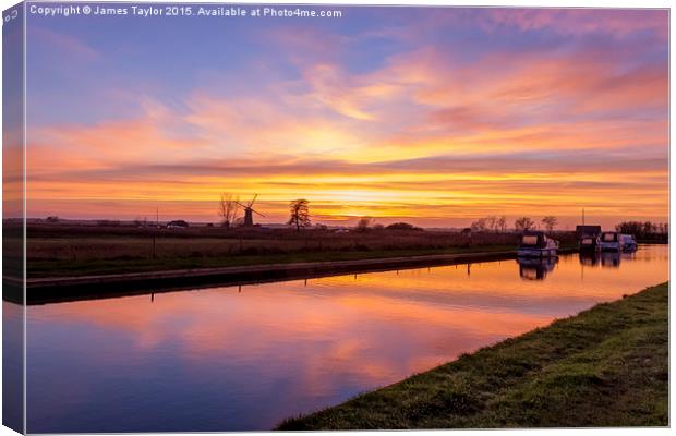  Sunset at Thurne Norfolk Canvas Print by James Taylor