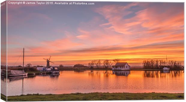 Sunset Thurne Norfolk Canvas Print by James Taylor
