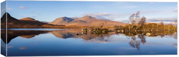 Lochan Na H-Achlaise And Black Mount Panorama Canvas Print by Tommy Dickson