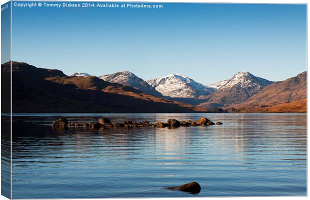 Arrochar Alps Reflected on Loch Arklet Canvas Print by Tommy Dickson