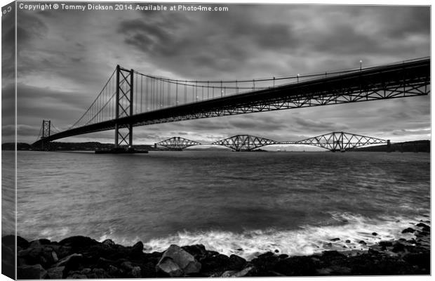 Forth Bridges Scotland. Canvas Print by Tommy Dickson