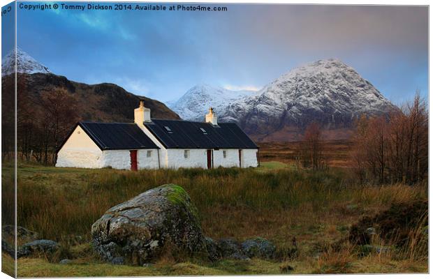 Black Rock Cottage, Glencoe. Canvas Print by Tommy Dickson