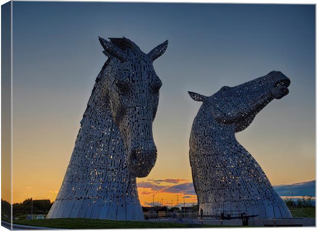 Kelpies Sunset Canvas Print by Tommy Dickson