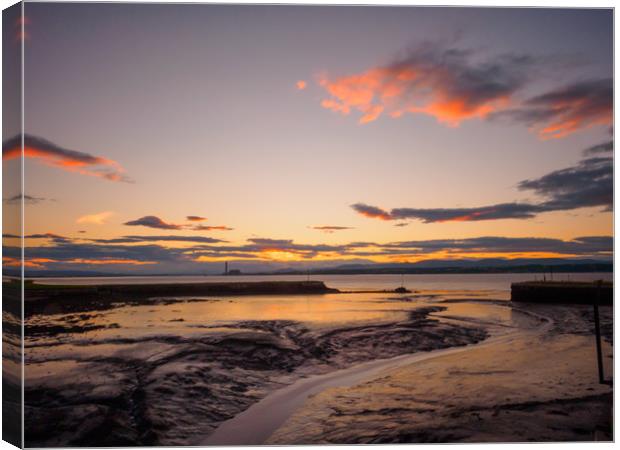 Bo'ness harbour sunset. Canvas Print by Tommy Dickson