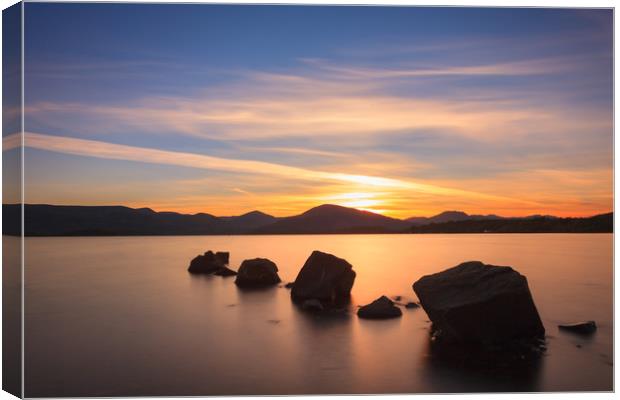 Sunset at Loch Lomond. Canvas Print by Tommy Dickson