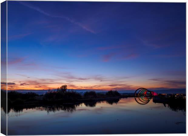 Falkirk Wheel at dusk. Canvas Print by Tommy Dickson