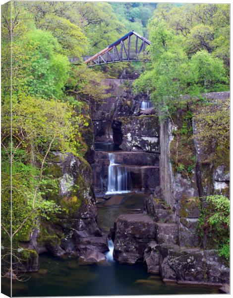 Bracklin Falls, near Callander, Scotland. Canvas Print by Tommy Dickson