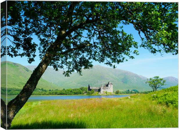 Kilchurn Castle from the banks of Loch Awe. Canvas Print by Tommy Dickson