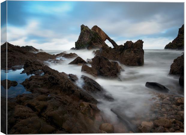 Dramatic Bow Fiddle Rock Seascape Canvas Print by Tommy Dickson