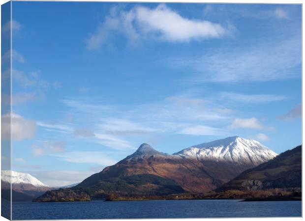 Pap of Glencoe across Loch Leven. Canvas Print by Tommy Dickson