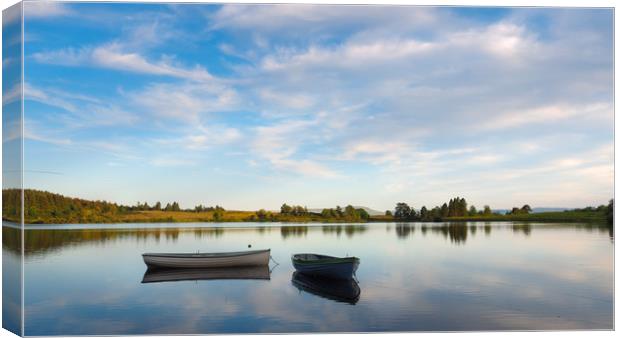 Fishing boats on Loch Rusky in the Trossachs Canvas Print by Tommy Dickson