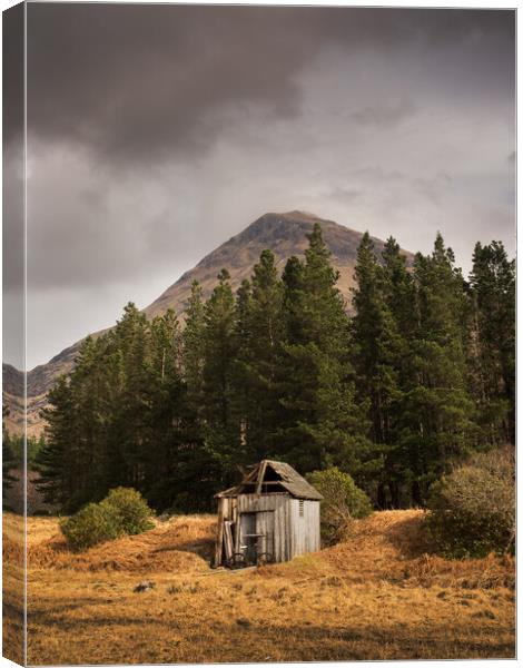 Glen Etive Hut & Bike. Canvas Print by Tommy Dickson