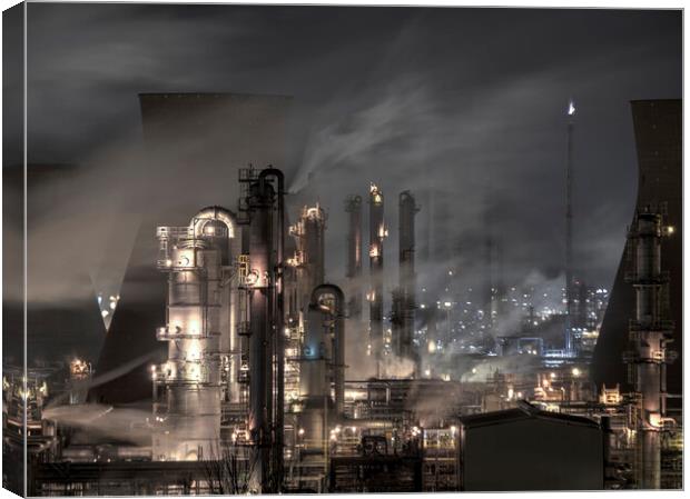 Grangemouth Industry At Night. Canvas Print by Tommy Dickson
