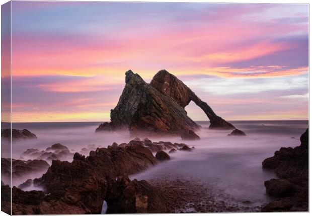 Sunrise at Bow Fiddle Rock Canvas Print by Tommy Dickson