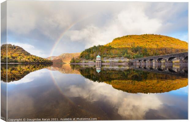 Elan Valley Autumnal Rainbow reflections Canvas Print by Daugirdas Racys